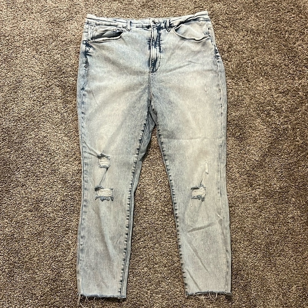 Good American Light Wash Good Waist Cropped Women's Jeans Size 22